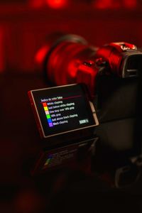 Detailed view of a camera screen showing RGB color clipping indicators.